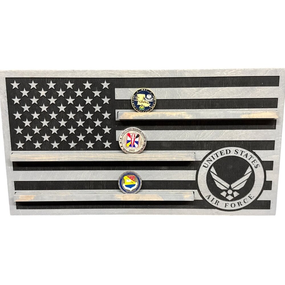 United States Air Force Custom Wooden Challenge Coin Display Ready‎ Now